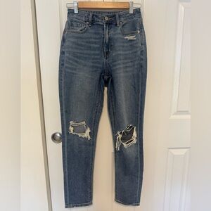 American Eagle Outfitters High Rise Ripped Blue Jeans